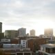 birmingham uk 6 november 2016 birmingham city skyline at sunset